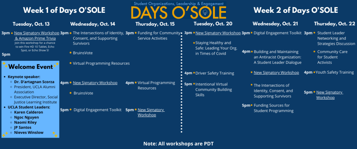 Days O'SOLE schedule