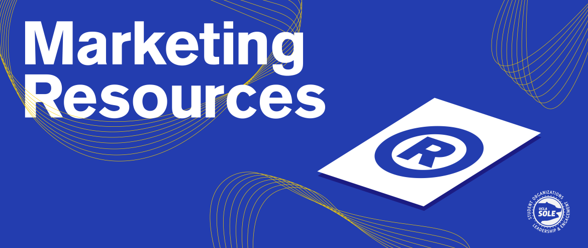 Banner. Blue background. Marketing Resources. White trademark symbol.